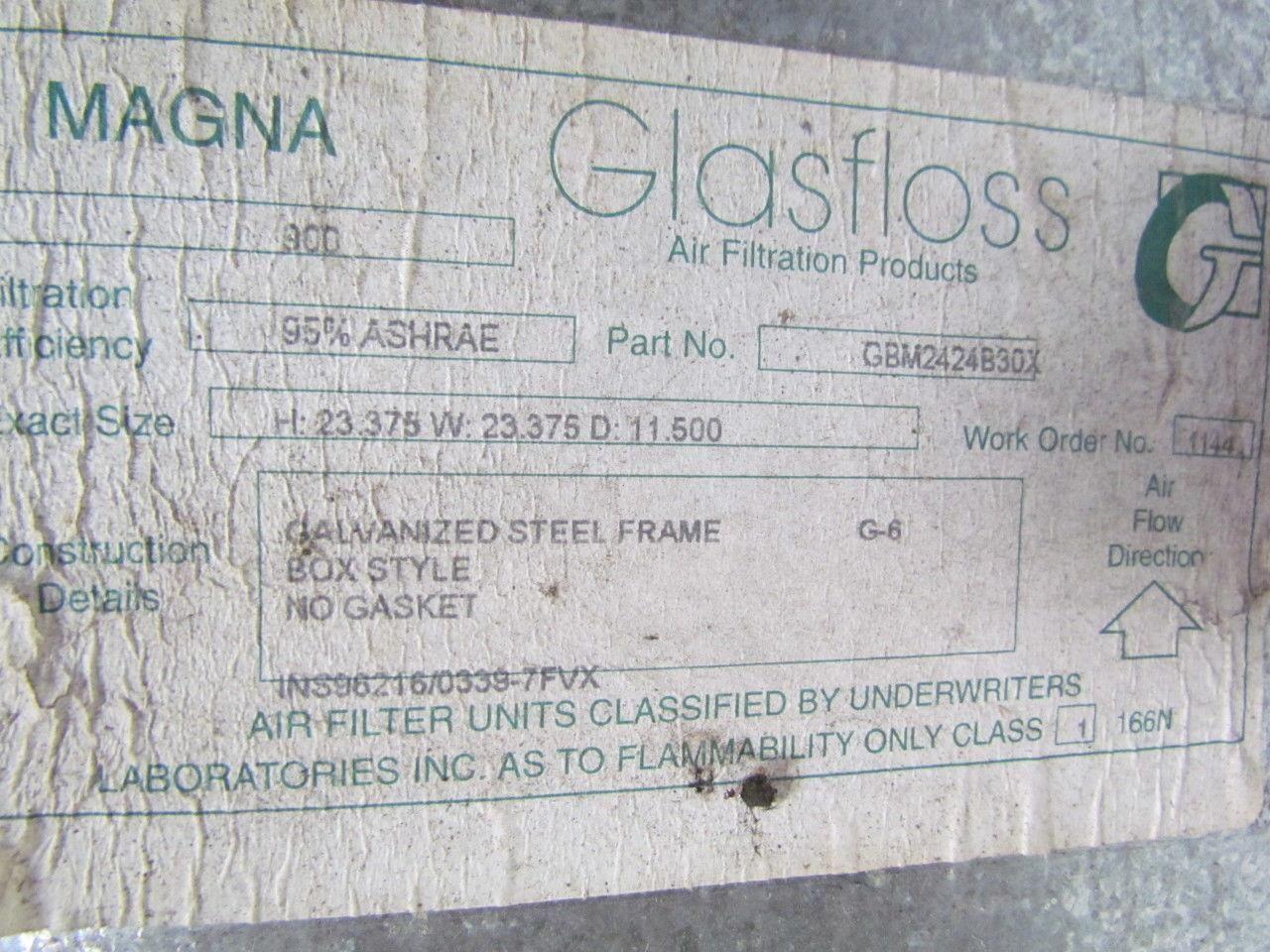 Glasfloss Magna 900 GBM2424B30X 95% Eff. Filter Galv Frame Box style no gasket