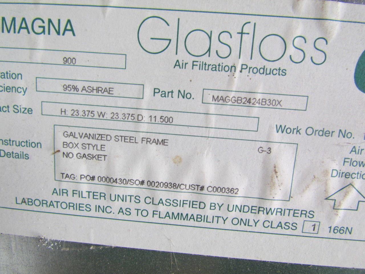 Glasfloss Magna 900 MAGGB2424B30X 95% Filter Eff. Galv Frame Box style no gasket