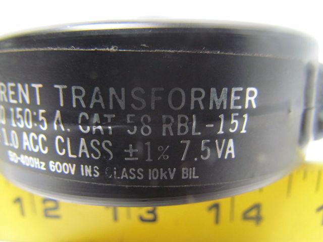 Ram Meter Inc. 58RBL-151 Current Transformer 150:5 Ratio 50-400Hz 600V