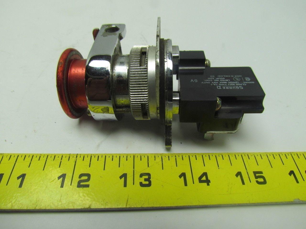 Square D Class 9001 type T metal mushroom head operator pushbutton 30mm