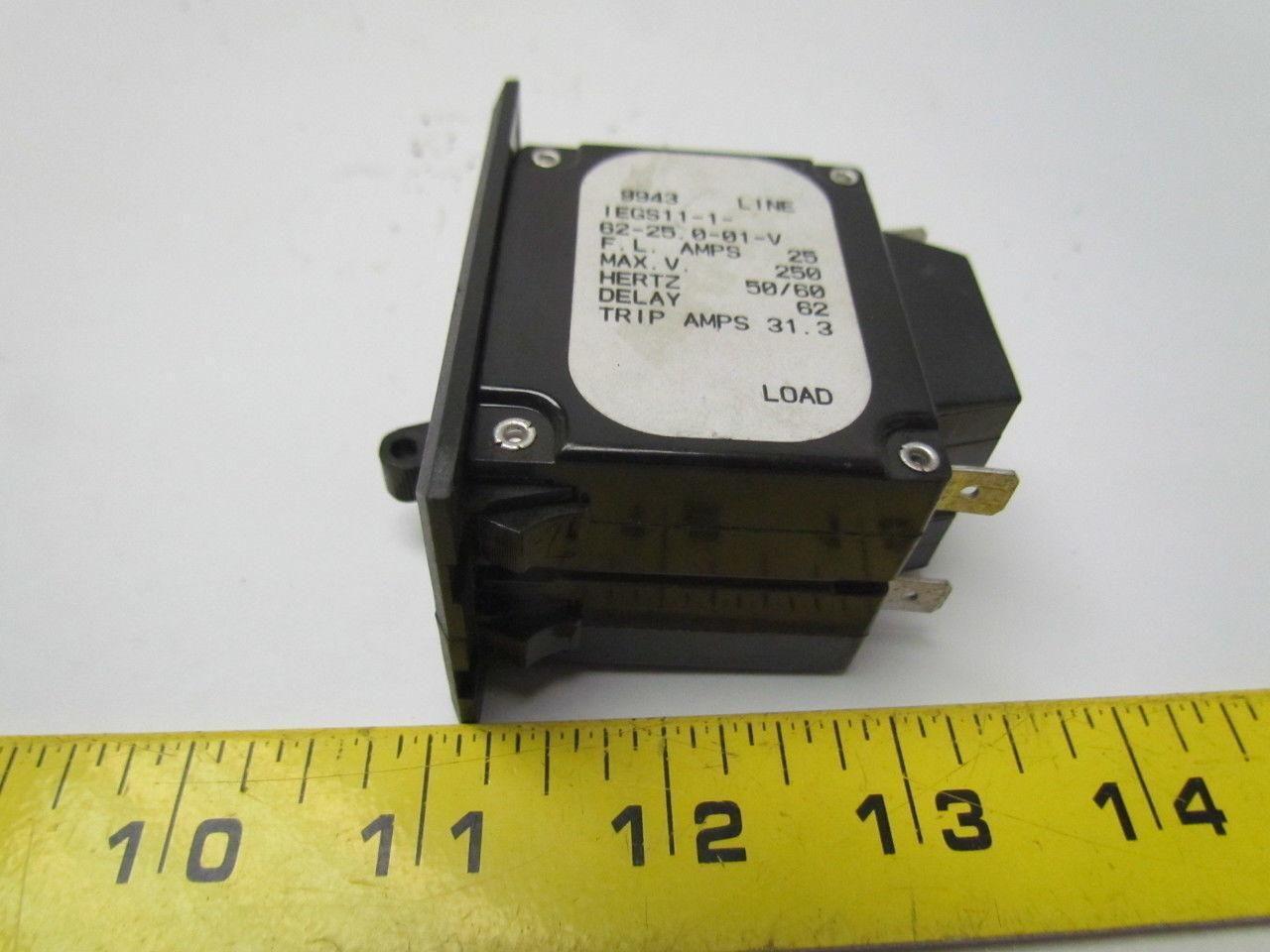 Airpax IEGS11-1-62-25.0-O1V Circuit breaker 250V 50/60Hz Delay 62