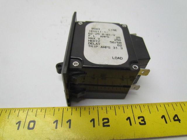 Airpax IEGS11-1-62-25.0-O1V Circuit breaker 250V 50/60Hz Delay 62