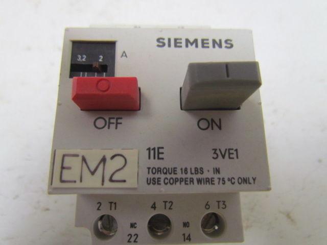 Siemens 3VE1015-8HU00 Motor protector starter 2-3.2Amp 3 pole 660V