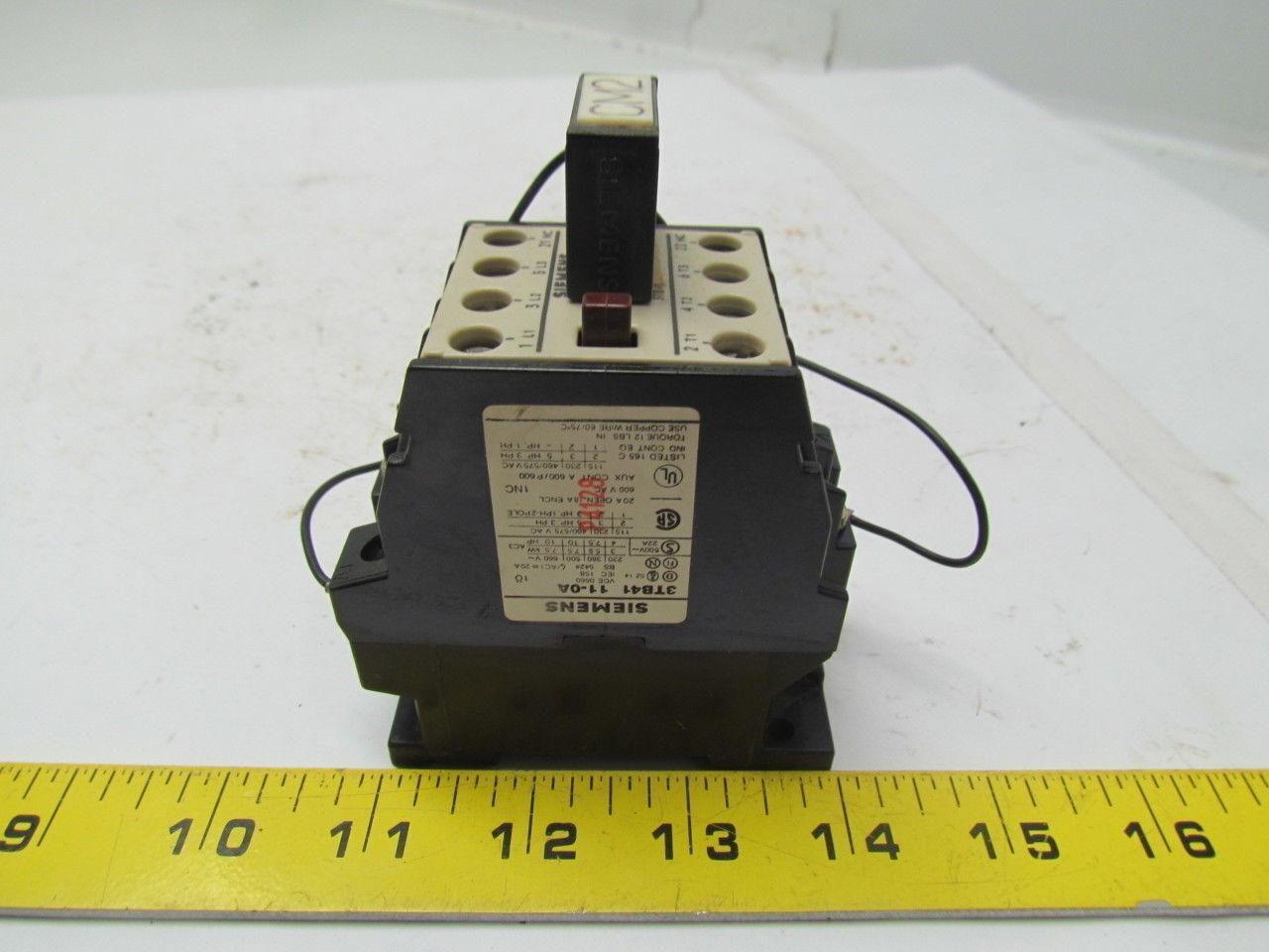 Siemens 3TB41 11-0A 20A 600V 10HP coil contactor biesse rover starter