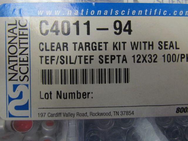 National C4011-94 Clear target kit w/seals tEF/SIL/TEF Septa 12x32 100/pk