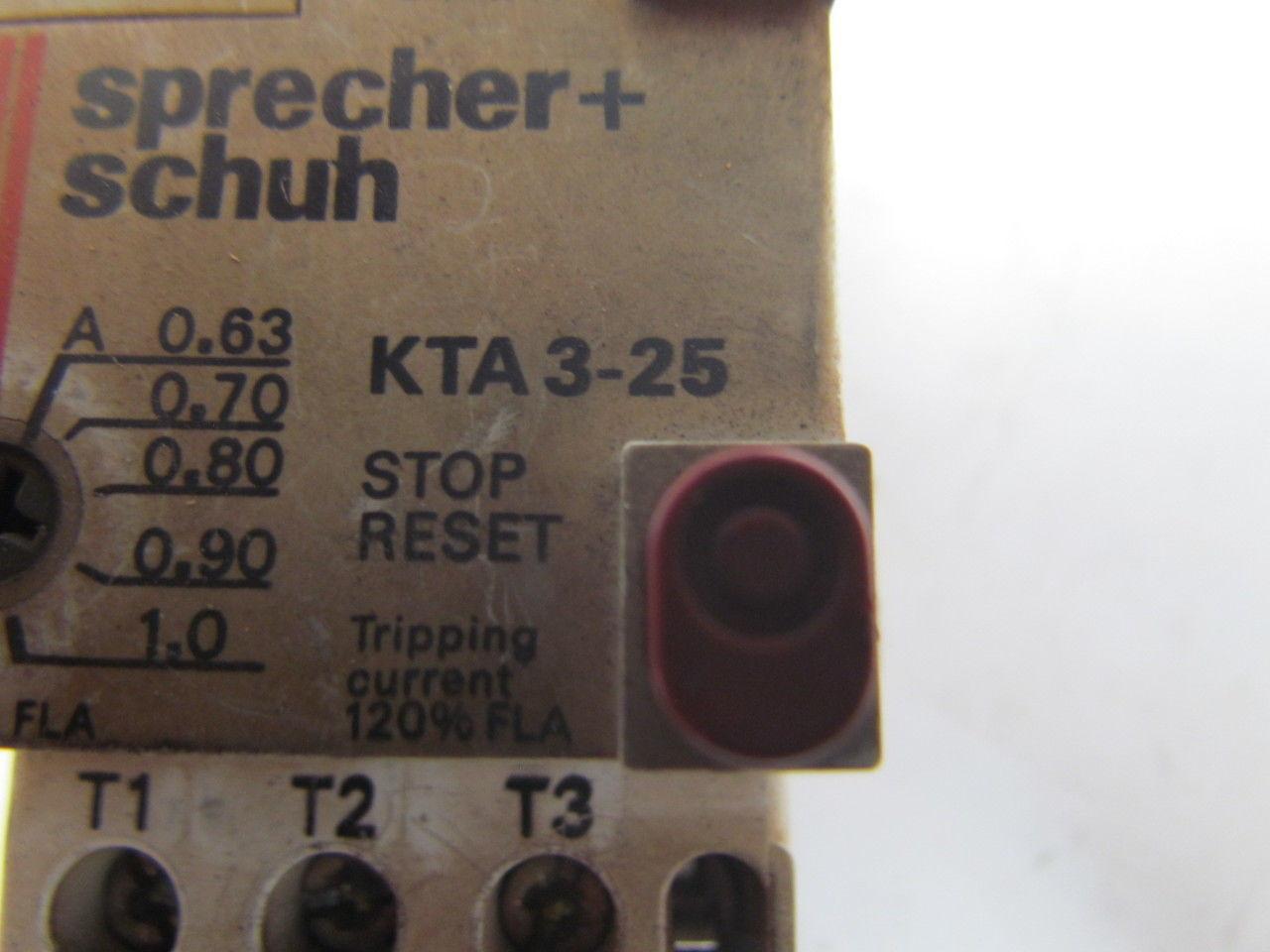 Sprecher & Schuh KTA3-25 Manual Motor starter0.63-1A Tripp 3 pole