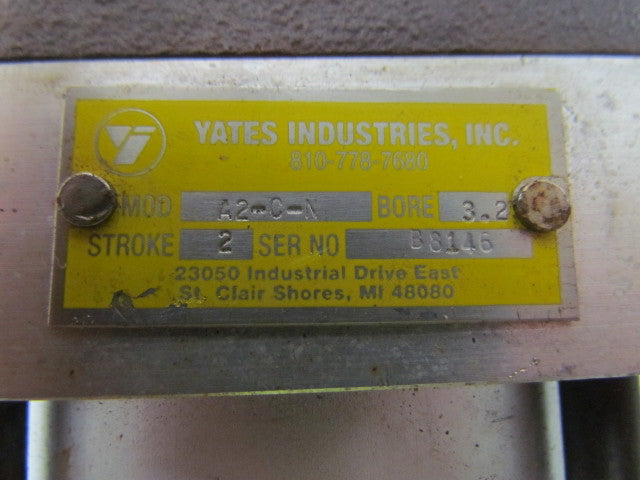 Yates A2-C-N Pneumatic Air Cylinder 3.25" Bore x 2" Stroke