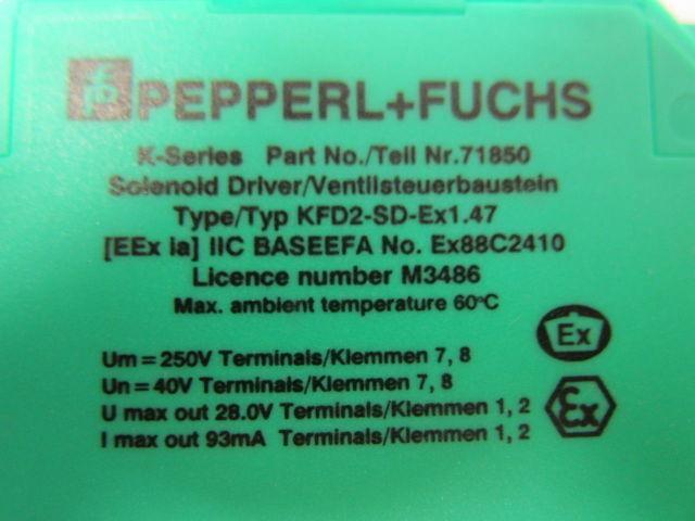 Pepperl Fuchs KFD2-SD-eX1.47 24VDC solenoid driver w/removable terminals new