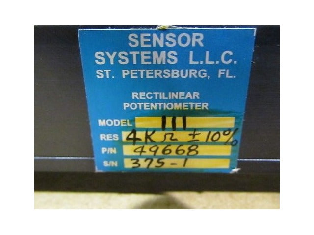 Sensor Systems Rectilinear Potentiometer Model 111, P/N 49668