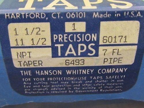 Hanson Whitney 1 1/2"NPT 7 Flute Tapered Pipetap USA