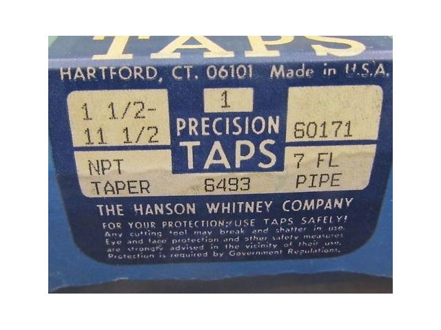 Hanson Whitney 1 1/2"NPT 7 Flute Tapered Pipetap USA