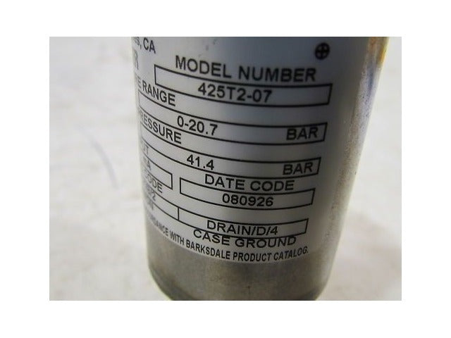 Barksdale Pressure Transducer 425T2-07 0-300 psi 1/4NPT