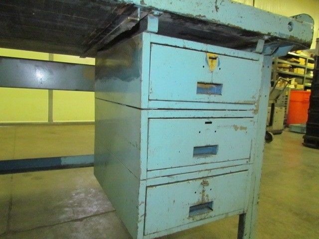 Vintage Industrial Steel Workbench 36x72" Butcher Block 2 1/2" Thick 5 Drawers