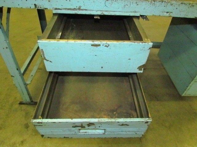 Vintage Industrial Steel Workbench 36x72" Butcher Block 2 1/2" Thick 5 Drawers