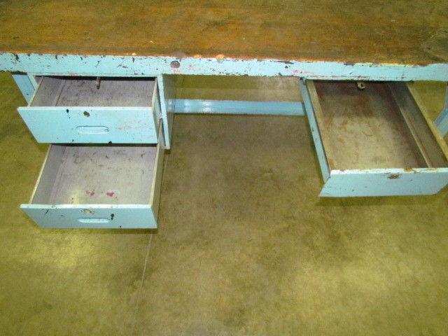 Vintage Industrial Workbench 72x36" Butcher Block 2 1/2" Thick Date 1945 3Drawer
