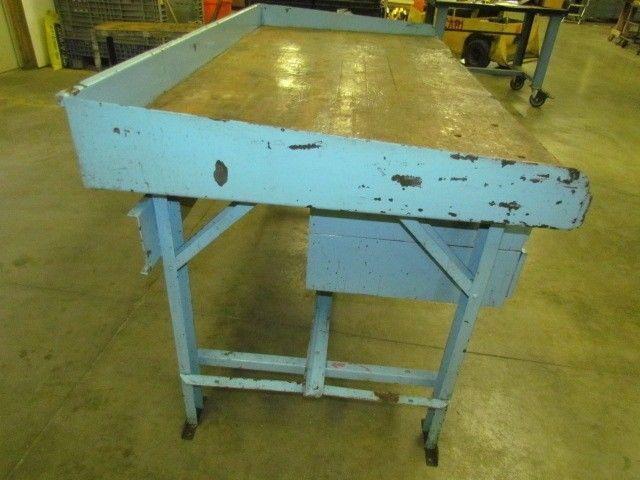 Vintage Industrial Workbench 72x36" Butcher Block 2 1/2" Thick Date 1945 3Drawer