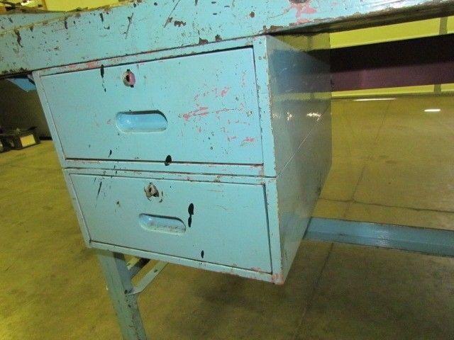 Vintage Industrial Workbench 72x36" Butcher Block 2 1/2" Thick Date 1945 3Drawer
