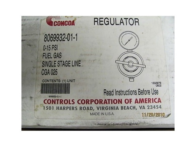 NIB Single Stage Regulator 8069932-01-1 Acetylene