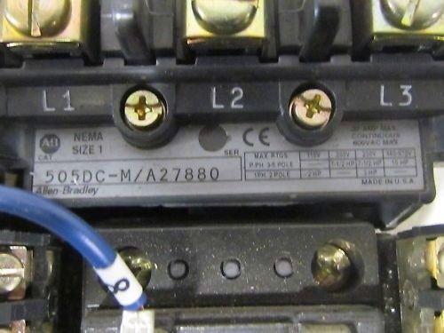 A-B Allen Bradley 505DC-M/A27880 Size 1 Motor Starter