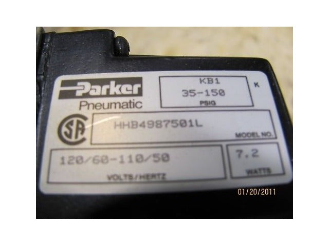 Parker HHB4987501L Double Solenoid Valve 20v 7.2w 3/4"