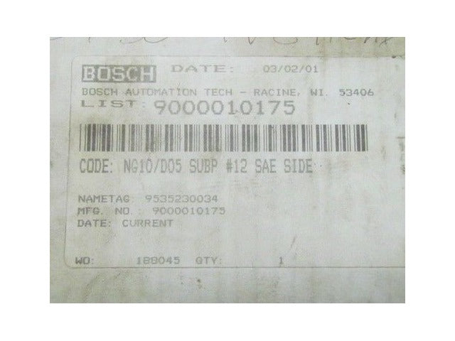 Bosch Automation 9000010175 NG10/D05 9535230034 NIB