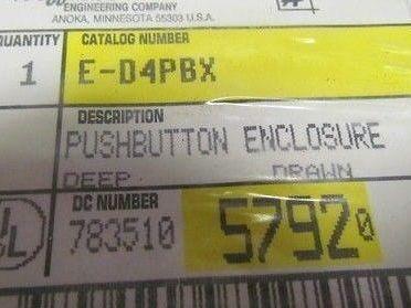 Hoffman E-D4PBX 4-Hoel Push Button Encloser NIB