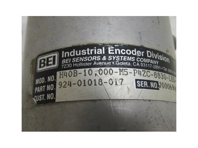 BEI Industrial Encoder H40B-10.000-M5-P4ZC-8830-LED-UL-S P/N 924-01018-017