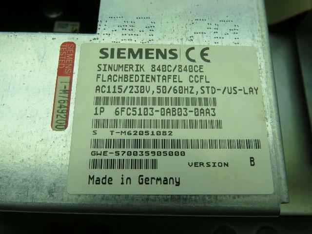 Siemens 6FC5103-0AB03-0AA3 Sinumerik 840C/840CE Operator Panel 115/230V