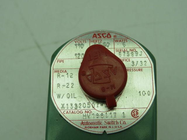 ASCO Red Hat HV198117 1 Solenoid Valve 3/32 Orifice