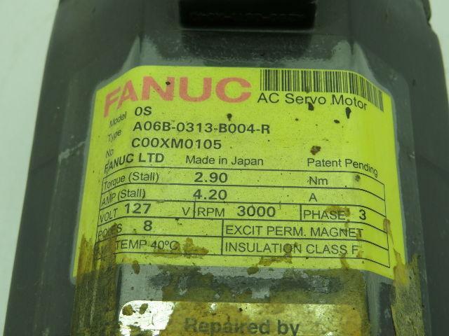 Fanuc A06B-0313-B004-R AC Servo Motor 127V 4.20A 3 PH 3000RPM