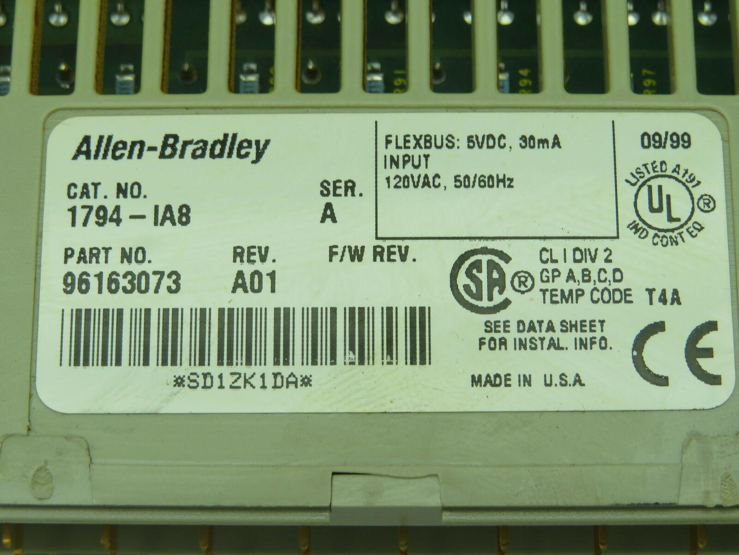 Allen Bradley 1794-IA8/A Flex I/O Input 120VAC Series A Rev A01 Lot of 11