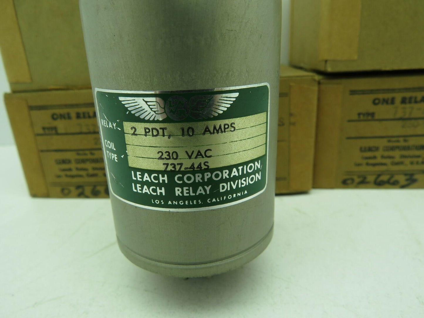 Leach 737-44S Relay 2PDT 10 Amp 8-Pin 230VAC Coil Lot of 3