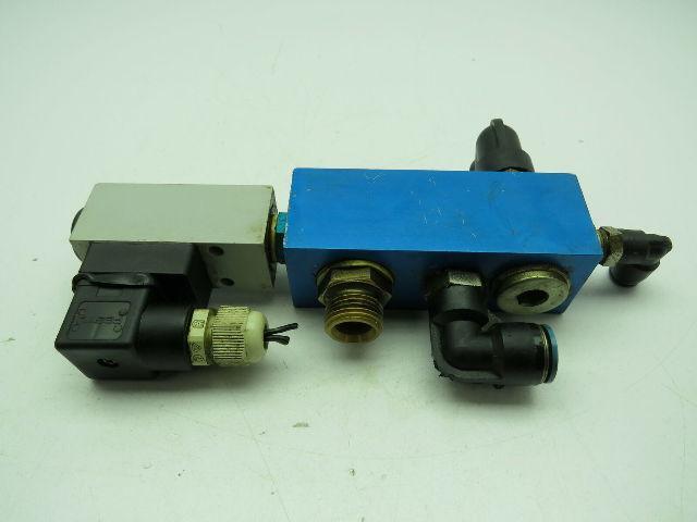 Festo FRC-1/2-SA Manifold Block W/Festo PEV-1/4-B Pressure Switch 250VAC