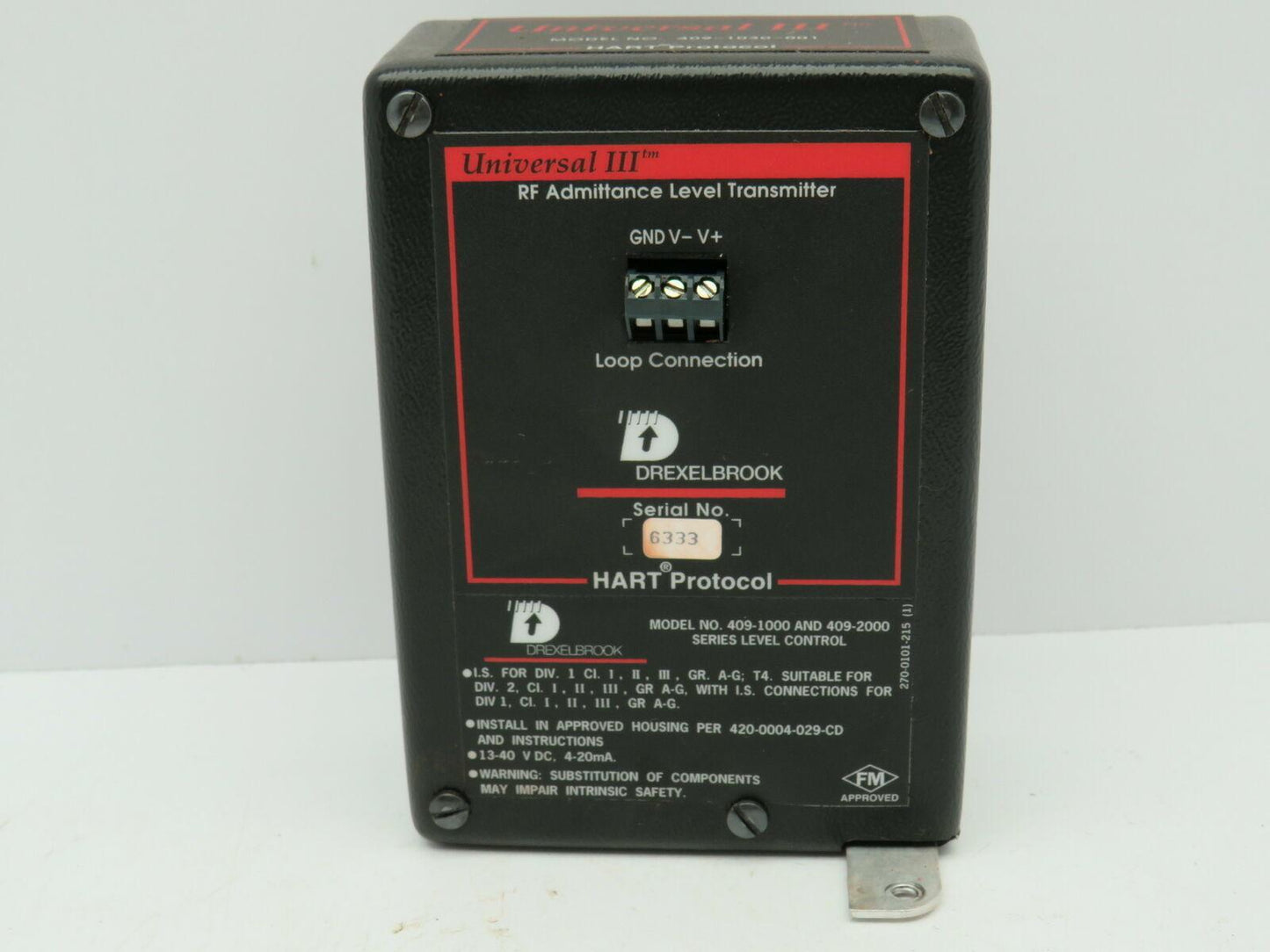 Drexelbrook 409-1000/409-2000 Transmitter 30VDC