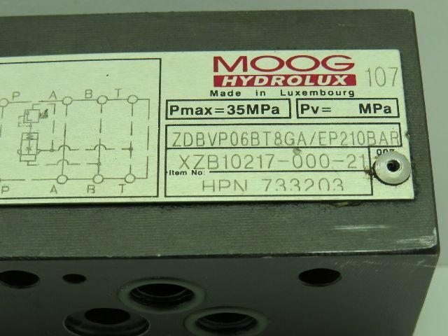 Moog Hydrolux HPN-733203 Hydraulic Valve ZDBVP06BT8GA/EP210BAR