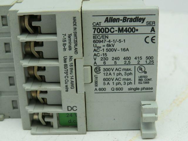 Allen Bradley 700DC-M400*/A Control Relay 600VAC 5A Ser A W/195-MA22/A Lot of 6