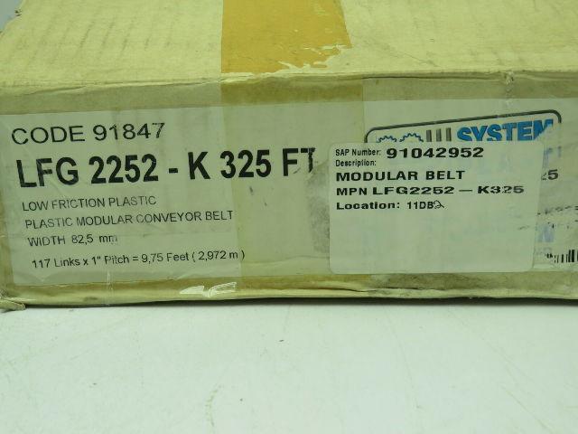System Plast LFG 2252-K325 Flat Top Modular Plastic Conveyor Belt 3-1/4" x 7' 2"