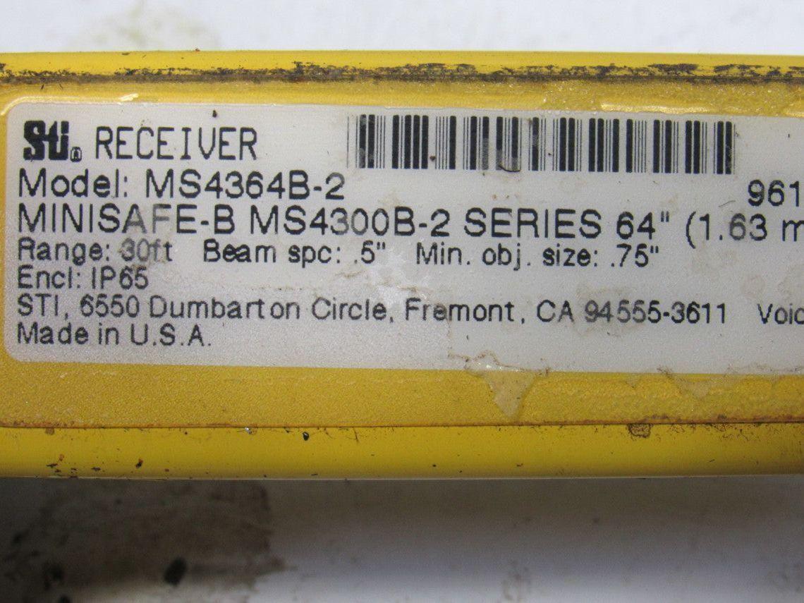 STI MiniSafe-B MS4364B-2 Safety Light Curtain Receiver & Transmitter Set 64"