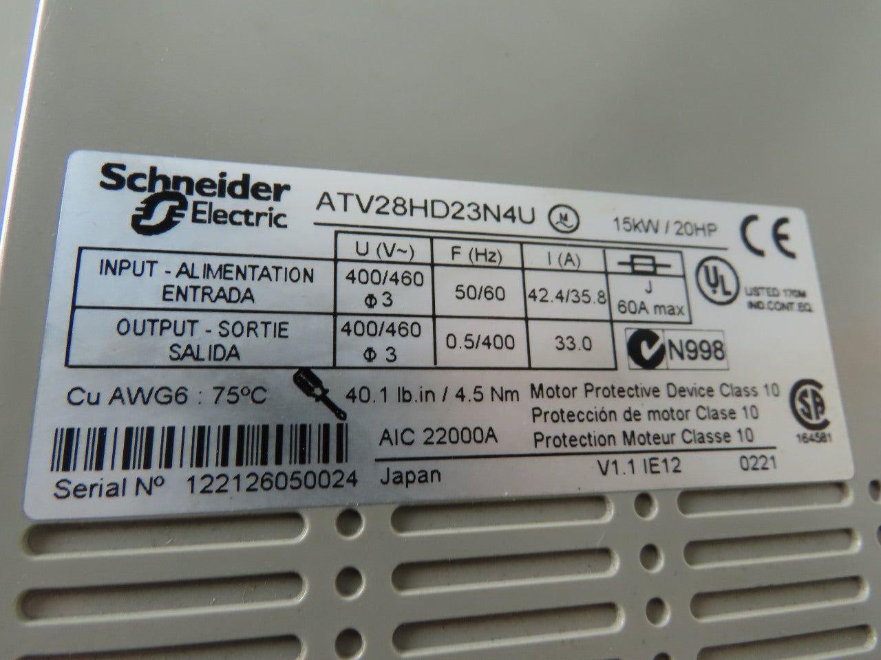 Schneider Electric ATV28HD23N4U Altivar 28 Variable Frequency Drive 20HP VFD