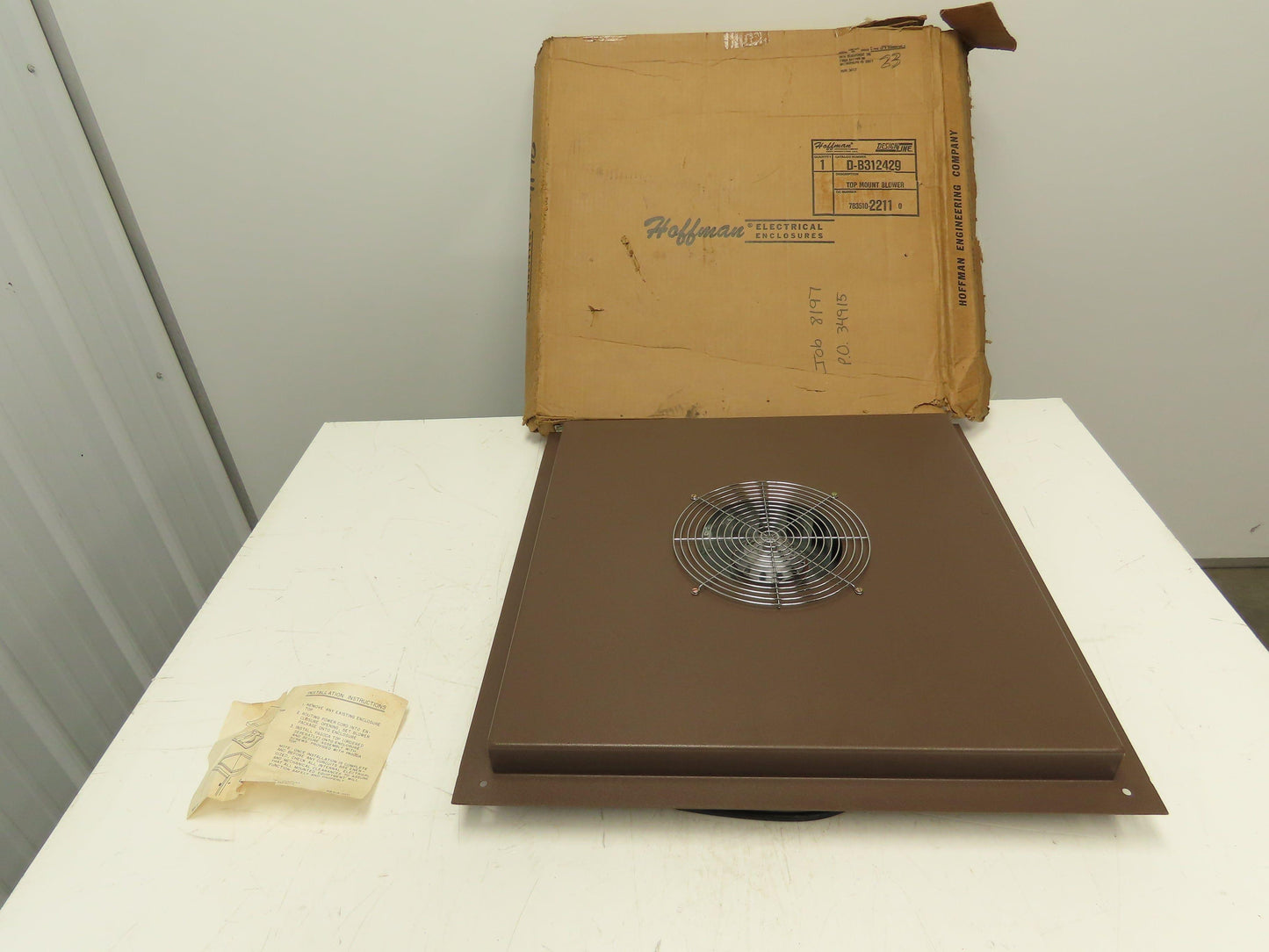 Hoffman Top Mount 9" Exhaust Fan for Steel Enclosure 24.25x25" Frame Brown 115V