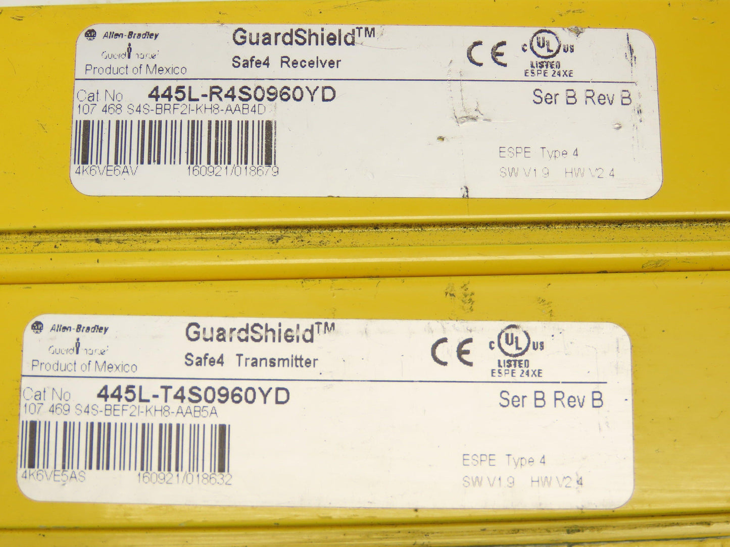 AB Guardshield Light Curtain 960mm Transmitter Receiver Set 445L-T4S0960YD