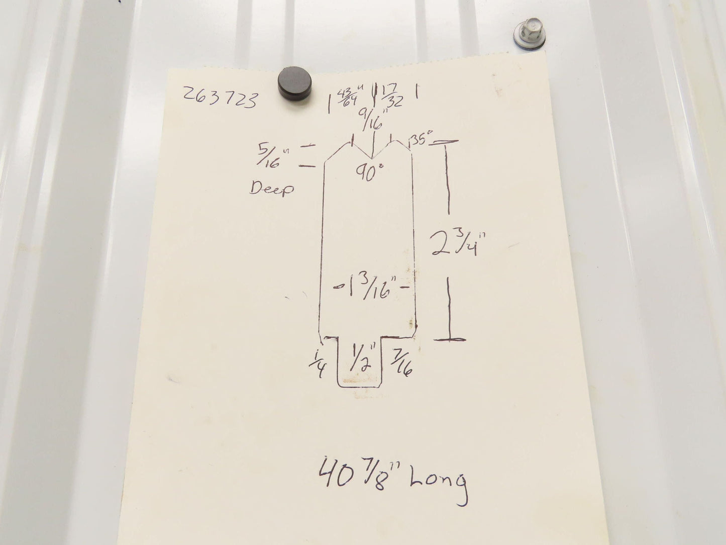 Press Brake Punch Die 40-7/8" Long 90° Offset Z Bend 9/16" W 5/16" D