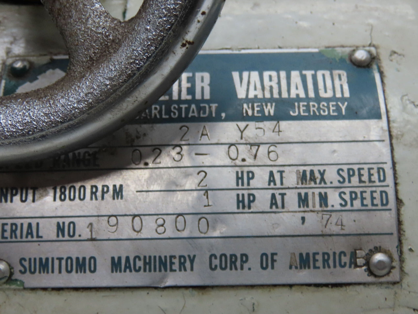 SM-Beier 2AY54 Cyclo Variator Variable Speed Gear Box Drive 2Hp Input 43:1 Ratio