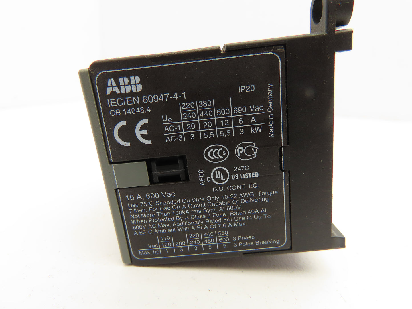 ABB B7S-30-10-2.8 Miniature Contactor 16A 600V 3 Pole