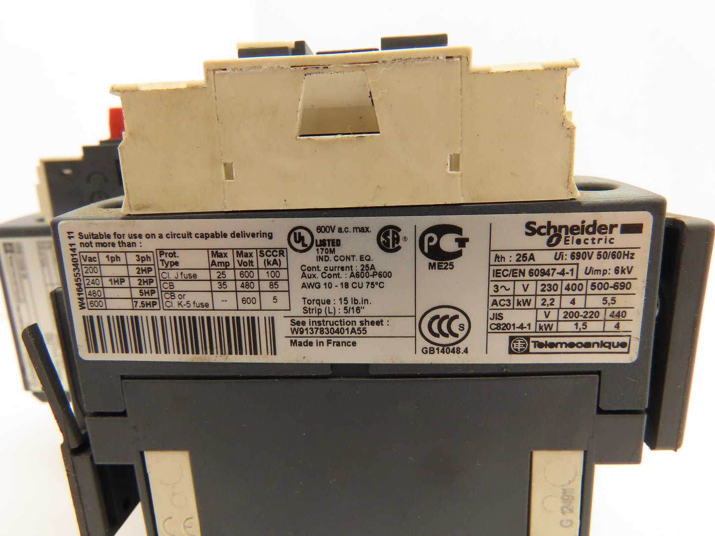 Schneider Electric LC1D09-BD Contactor Overload Relay 24V Coil