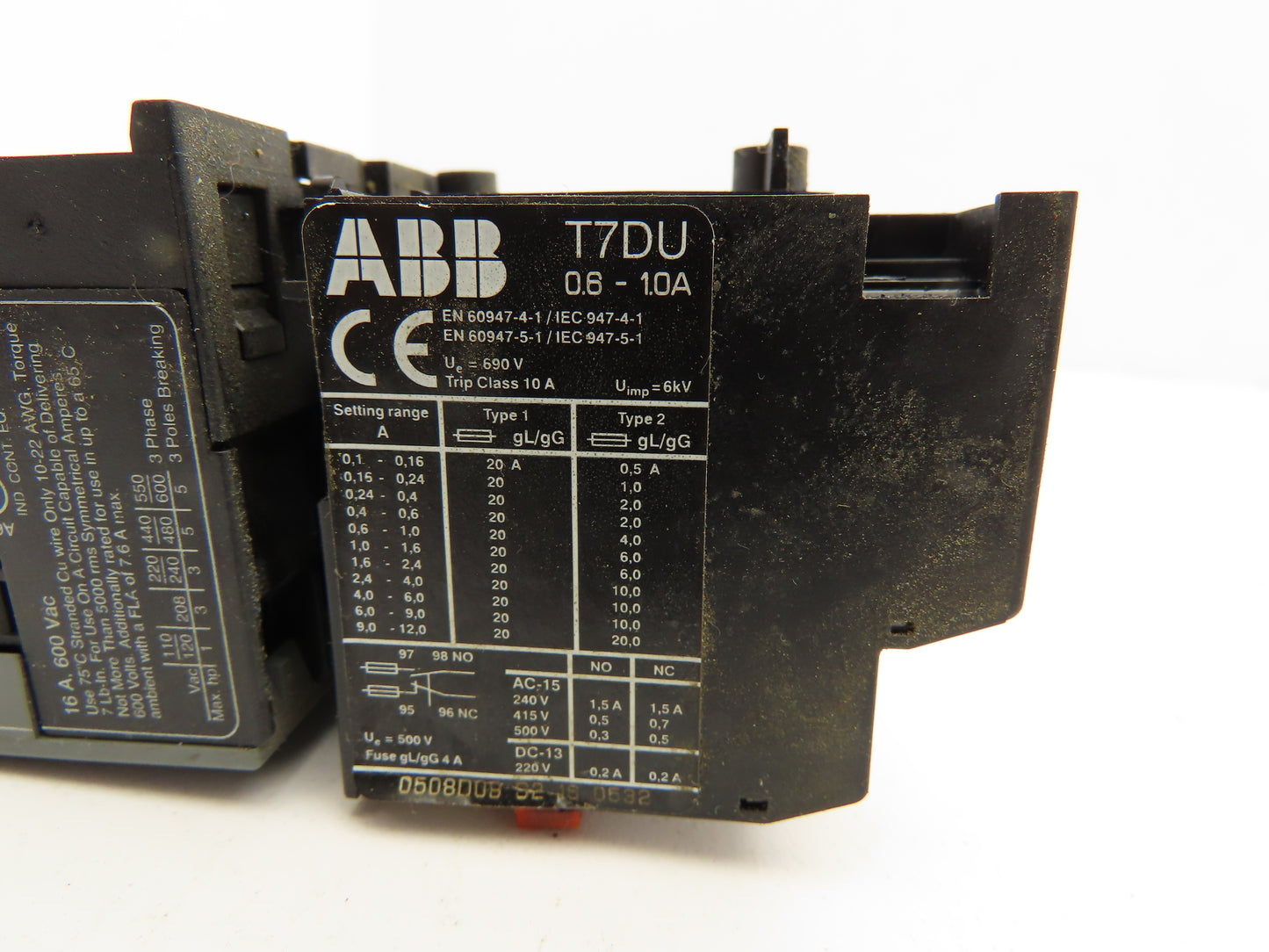 ABB VB7-30-01 Miniature Contactor Thermal Overload Relay 110V Coil