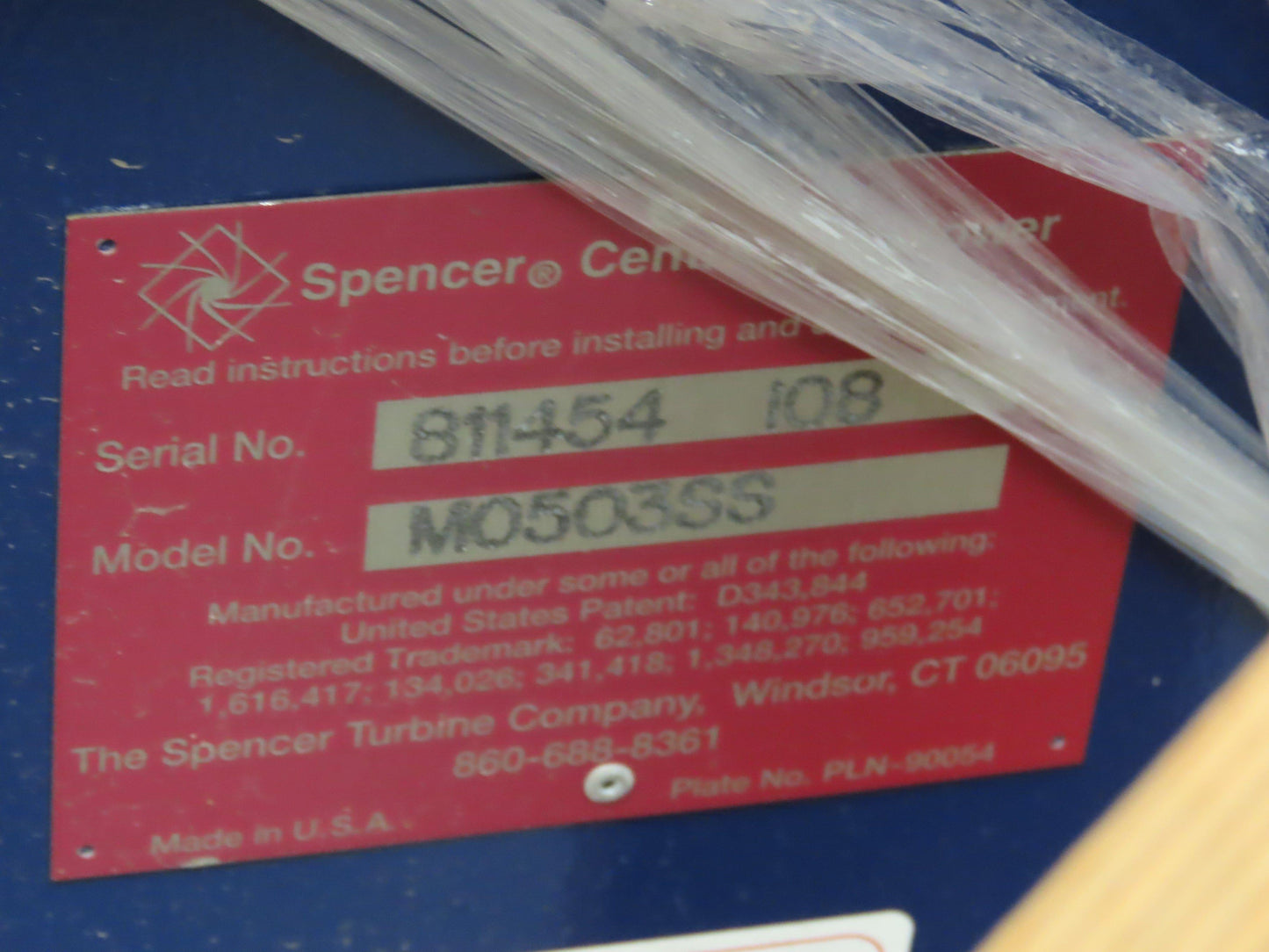 Spencer M0503SS Single Stage Scroll Blowers Centrifugal 13-5/8" Turbine No Motor