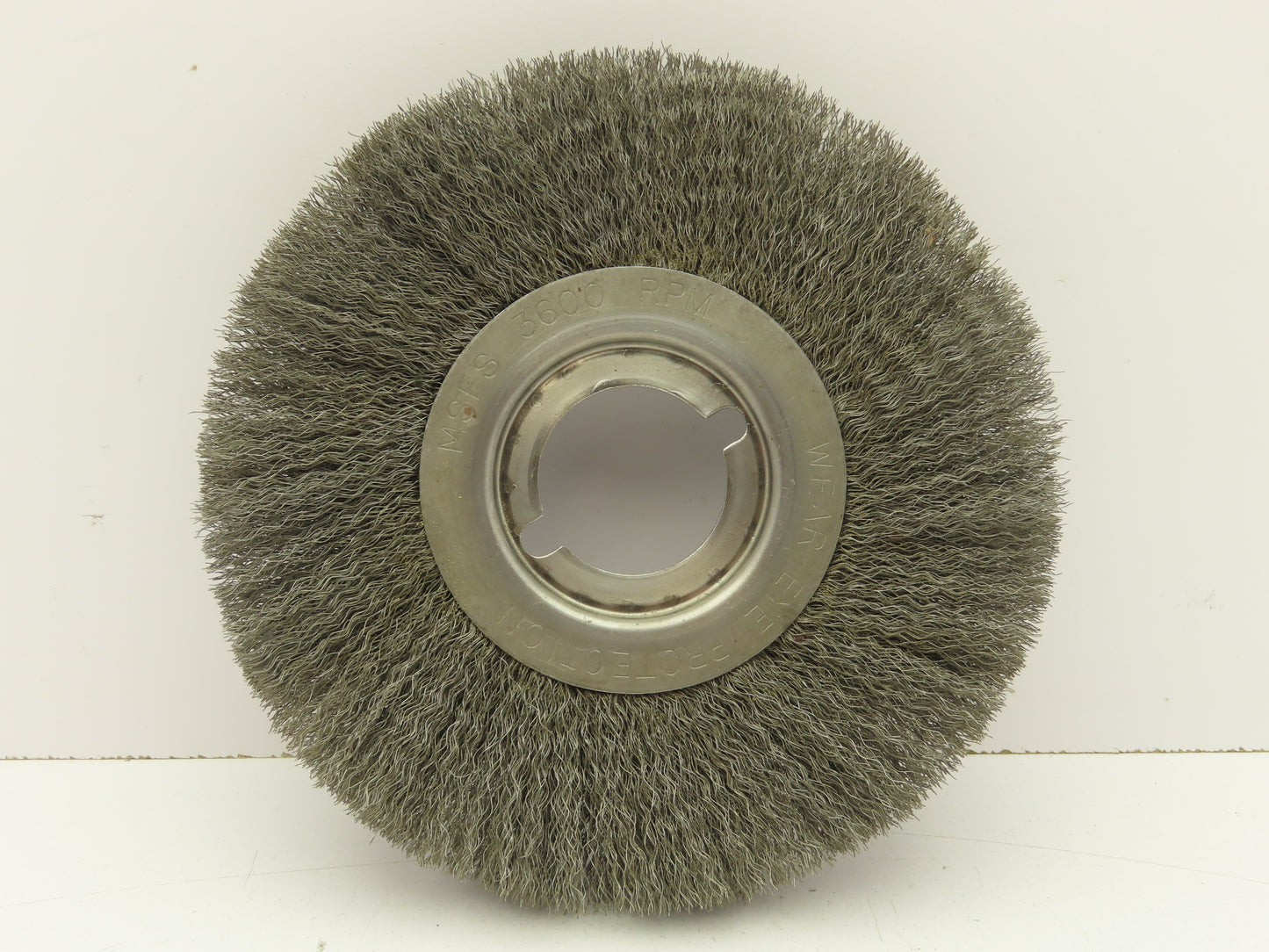 Gornell MSFS Face Crimp Wire Brush Wheel 9" OD 2" ID Bore Fine 0.005" 3600 RPM