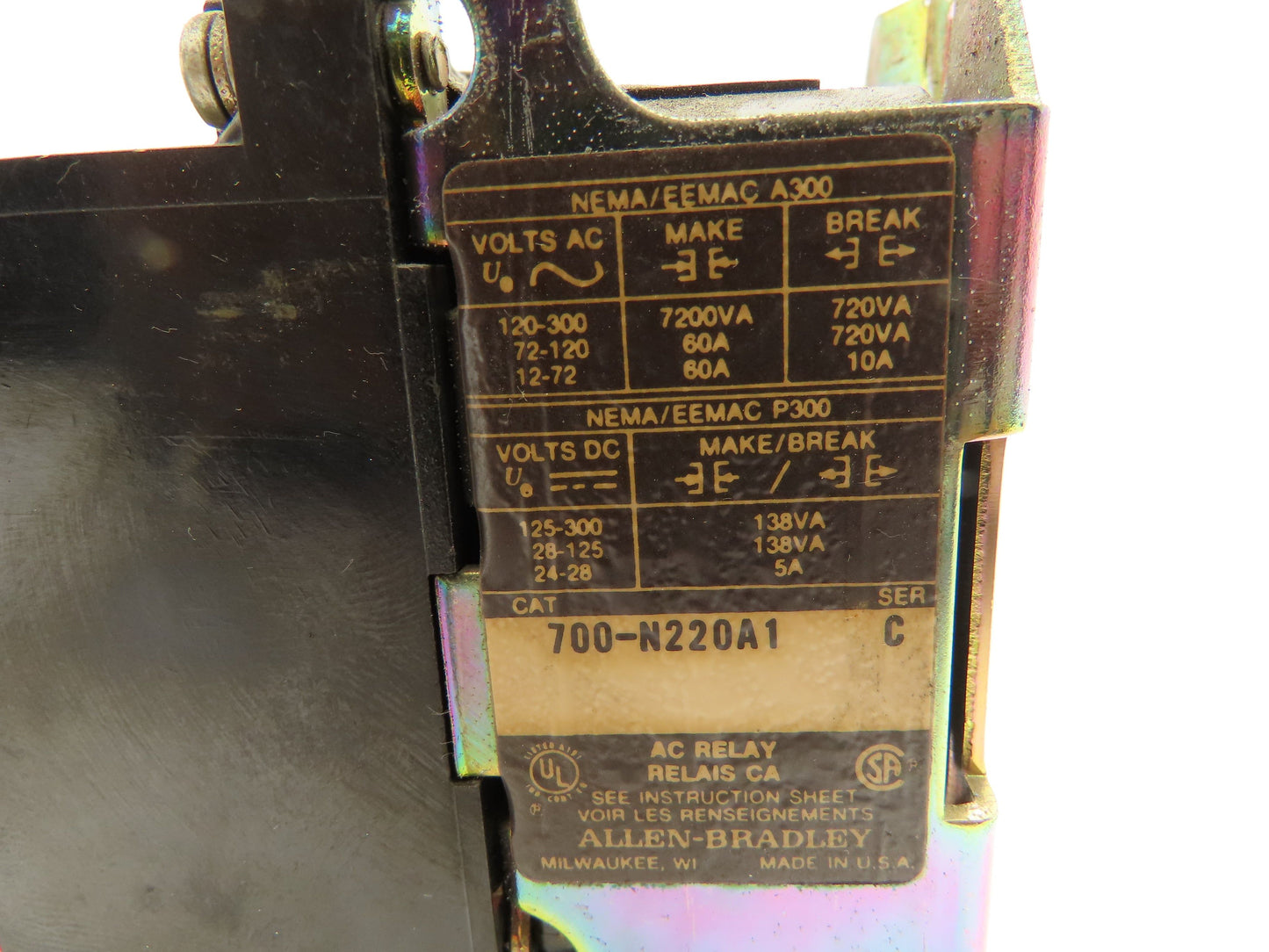 Allen Bradley 700-N220A1 AC Contactor Relay 120V Coil Lot of 3
