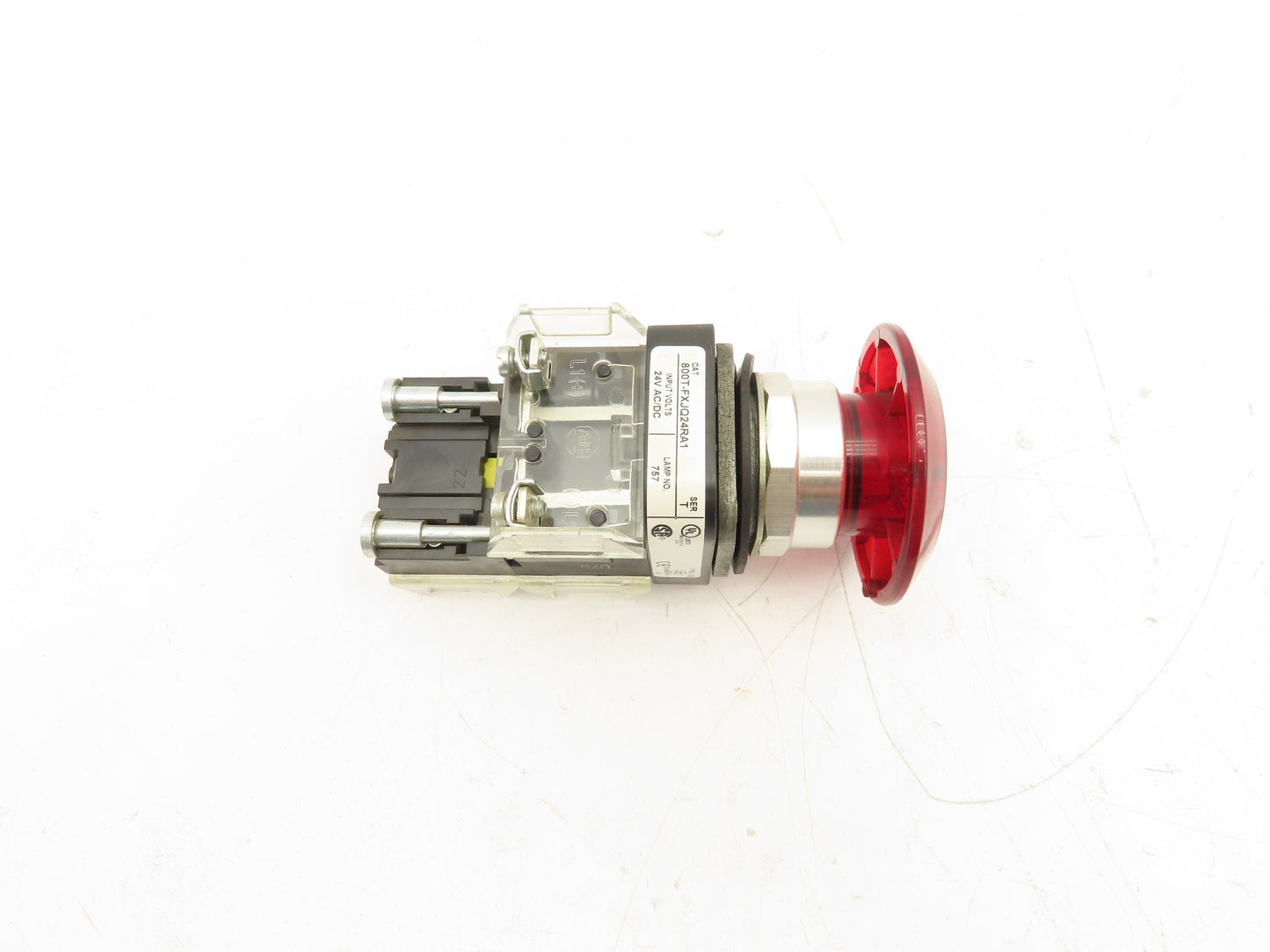 Allen Bradley 800T-FXJQ24RA1 Red Illuminated Mushroom Push/Pull Button 30mm